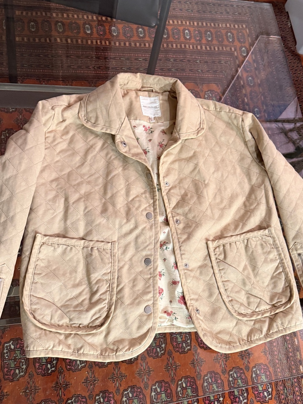 Avec Les Filles Quilted Beige Utility Jacket